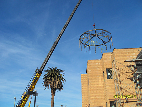 Islamic Temple Install Trusses Crane